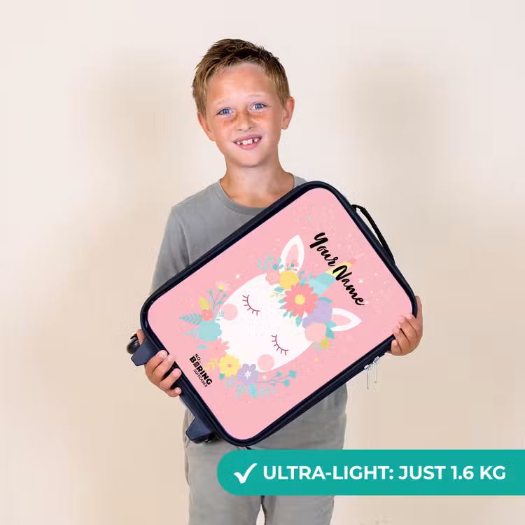 Eenhoorn - Bloemen - Roze Kinderkoffer - Zwart klein -sfeer4_UK