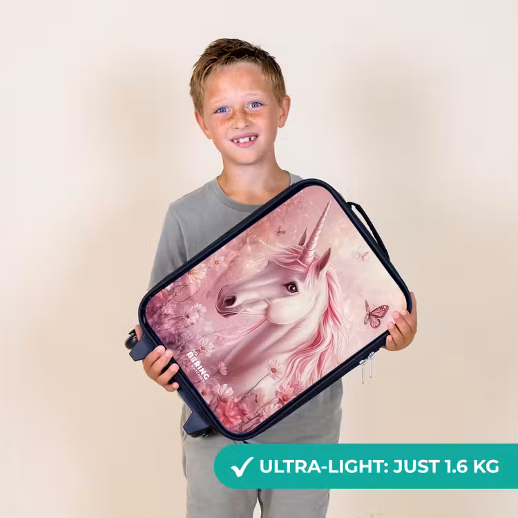 Eenhoorn - Roze - Vlinders - Bloemen Kinderkoffer - Zwart klein -sfeer4_UK