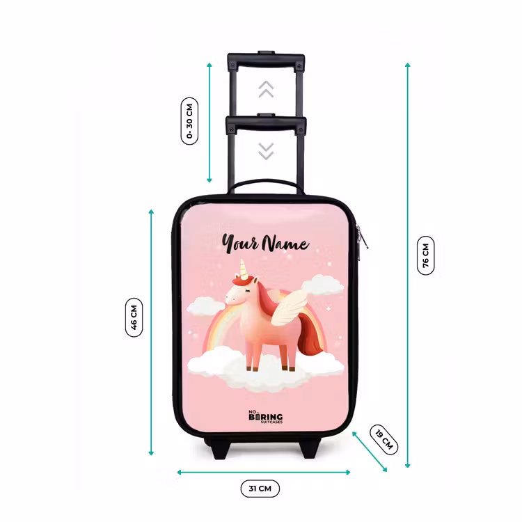 Eenhoorn - Vleugels - Roze - Regenboog Kinderkoffer - Zwart klein -productfoto_formaten