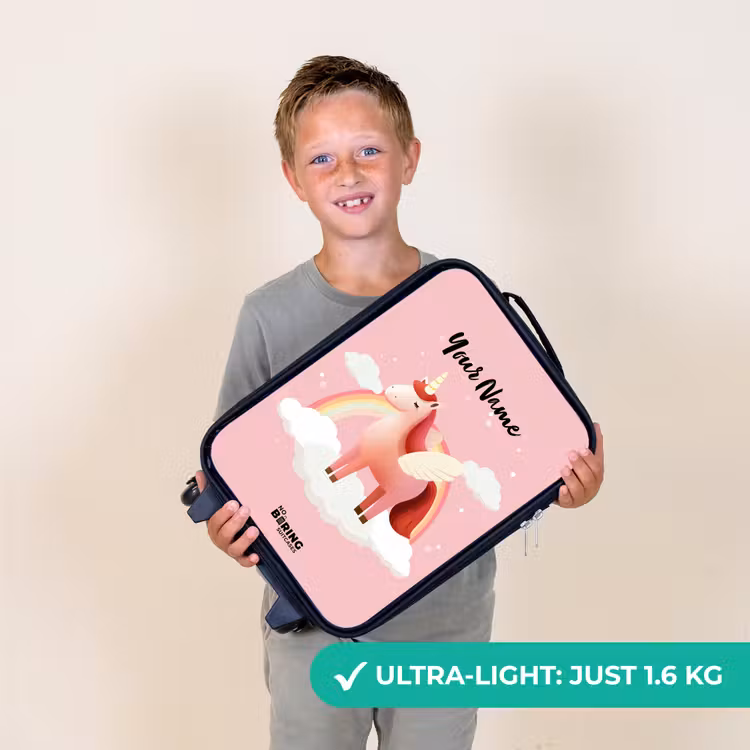 Eenhoorn - Vleugels - Roze - Regenboog Kinderkoffer - Zwart klein -sfeer4_UK