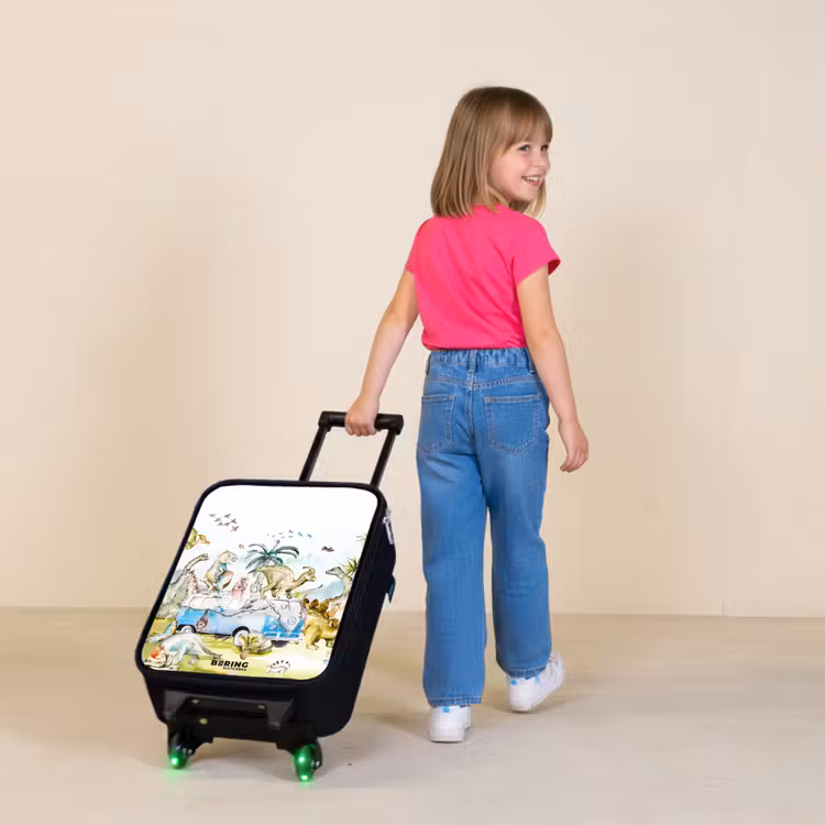 Busje met dino's Kinderkoffer - Zwart klein -sfeer1