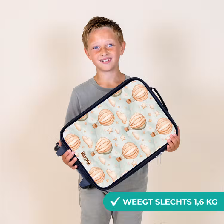 Vintage luchtballonnen in sepia met wolken en sterren Kinderkoffer - Zwart klein -sfeer4_NL