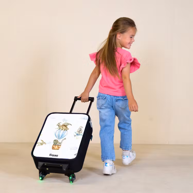 Dwalende dino's Kinderkoffer - Zwart klein -sfeer1