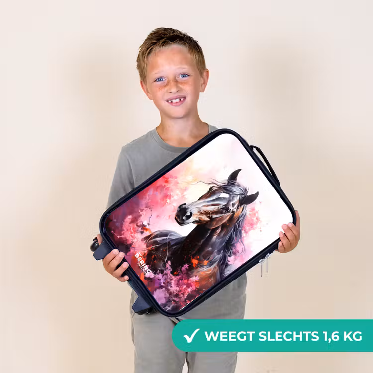 Aquarel paard in kleurexplosie Kinderkoffer - Zwart klein -sfeer4_NL