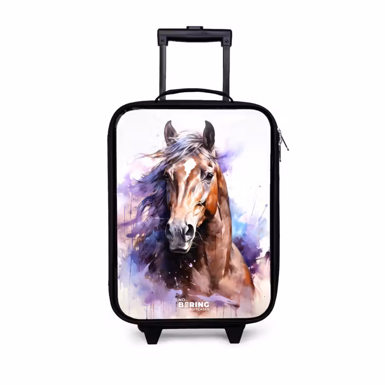 Aquarel paard met kleurrijke spatten Kinderkoffer - Zwart klein -3d
