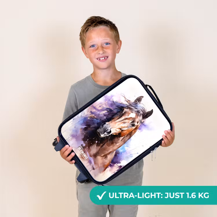 Aquarel paard met kleurrijke spatten Kinderkoffer - Zwart klein -sfeer4_UK