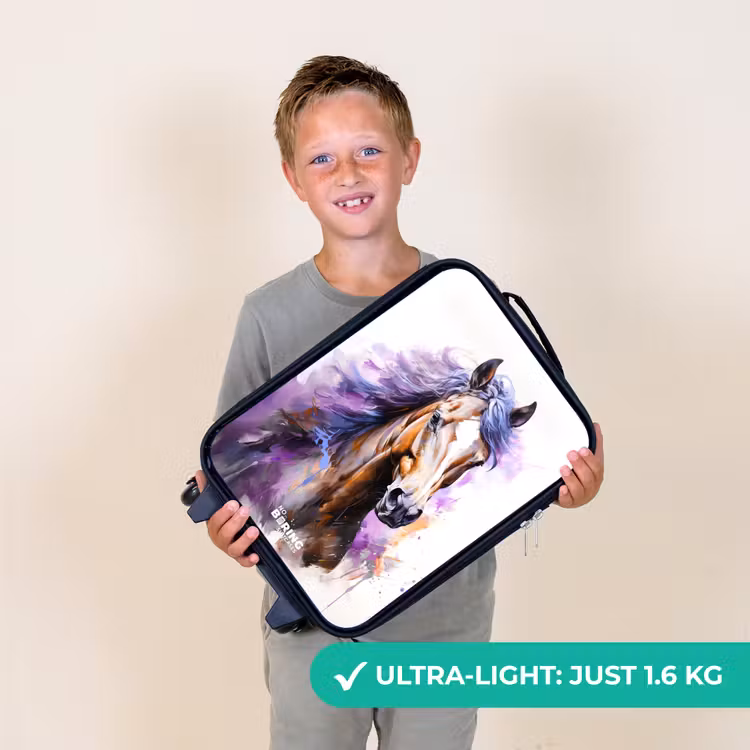 Aquarel paard met paarse manen Kinderkoffer - Zwart klein -sfeer4_UK