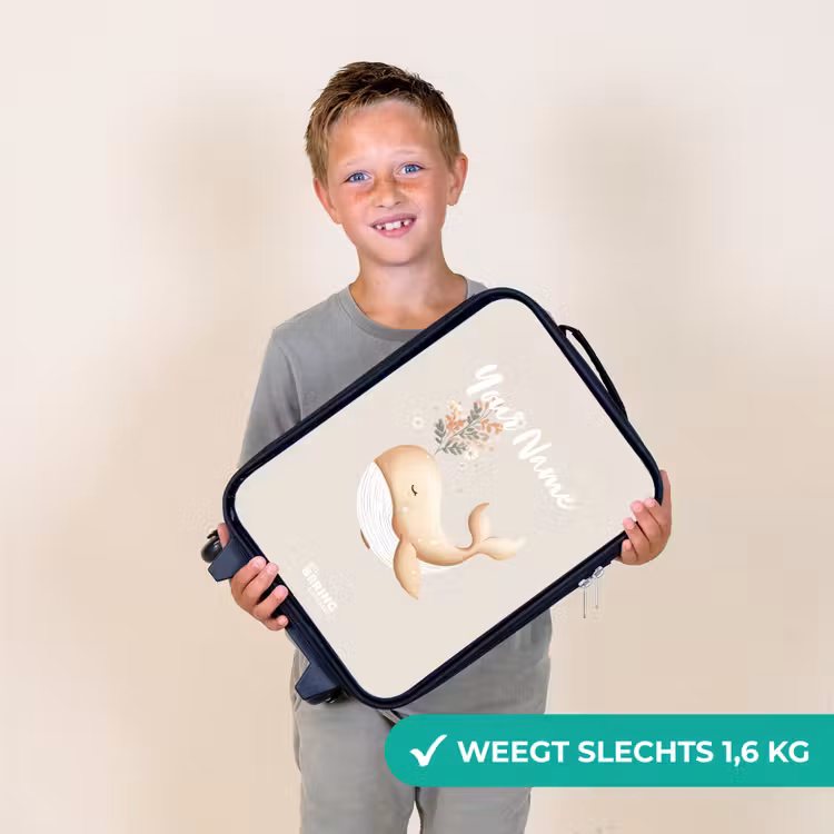 Walvis in pastel beige kleuren Kinderkoffer - Zwart klein -sfeer4_NL