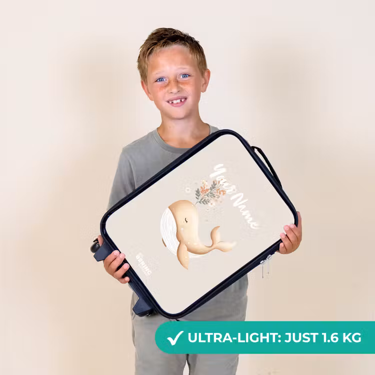 Walvis in pastel beige kleuren Kinderkoffer - Zwart klein -sfeer4_UK