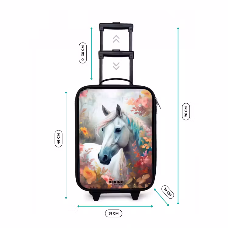 Wit paard omringd door bloemen Kinderkoffer - Zwart klein -productfoto_formaten