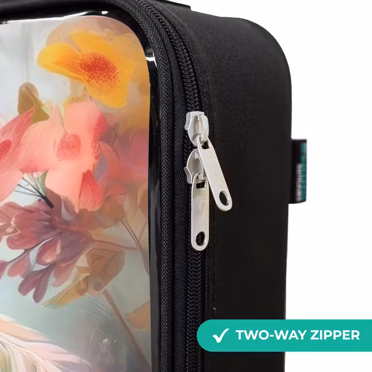 Wit paard omringd door bloemen Kinderkoffer - Zwart klein -rits_UK