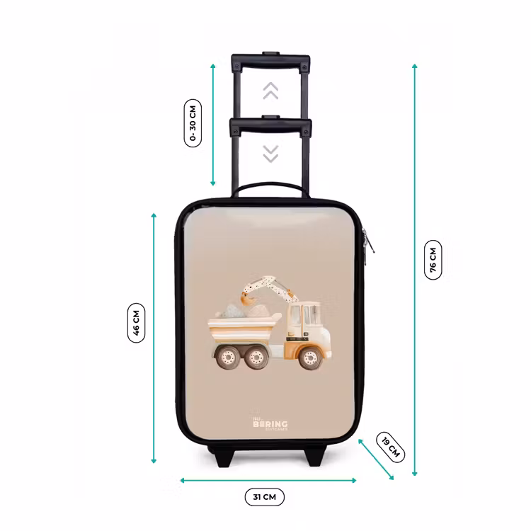 Gele kiepwagen in neutrale kleuren Kinderkoffer - Zwart klein -productfoto_formaten