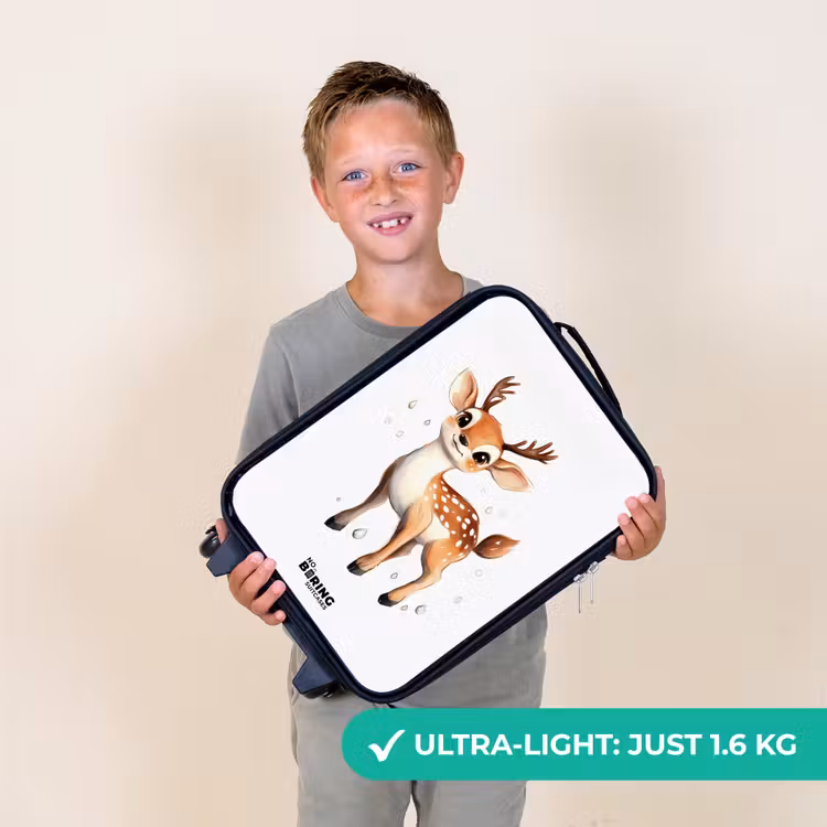 Jong hertje met gewei en witte stippen Kinderkoffer - Zwart klein -sfeer4_UK