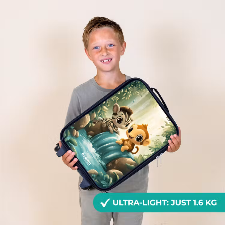 Zebra - Aapje - Waterval - Rotsen Kinderkoffer - Zwart klein -sfeer4_UK