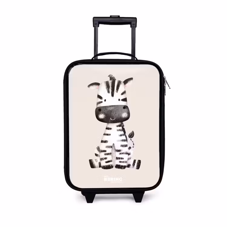 Zebra portrettekening met beige achtergrond Kinderkoffer - Zwart klein -3d