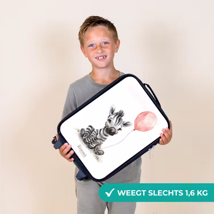 Zebra met roze ballon Kinderkoffer - Zwart klein -sfeer4_NL