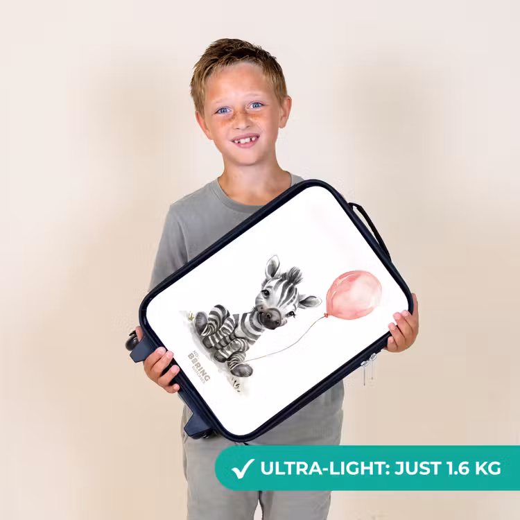 Zebra met roze ballon Kinderkoffer - Zwart klein -sfeer4_UK