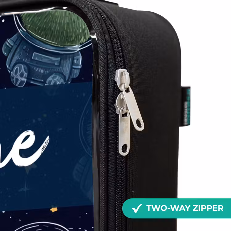Dieren - Astronaut - Planeten - Sterren Kinderkoffer - Zwart klein -rits_UK