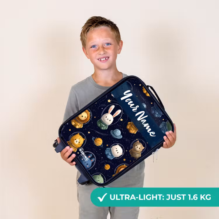 Dieren - Astronaut - Planeten - Sterren Kinderkoffer - Zwart klein -sfeer4_UK