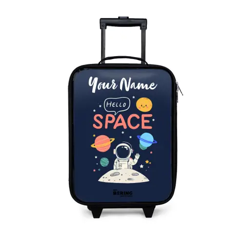 Astronaut - Quote - Planeten - Sterren Kinderkoffer - Zwart klein -3d