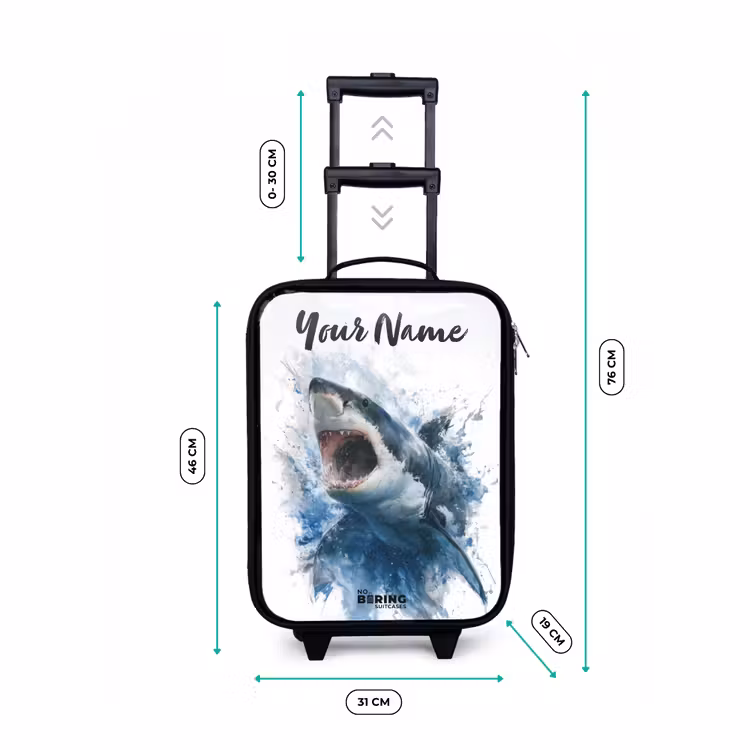 Aanvallende haai in waterverf Kinderkoffer - Zwart klein -productfoto_formaten