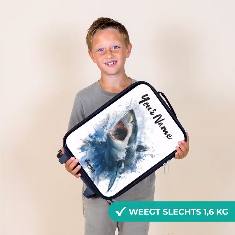 Aanvallende haai in waterverf Kinderkoffer - Zwart klein -sfeer4_NL