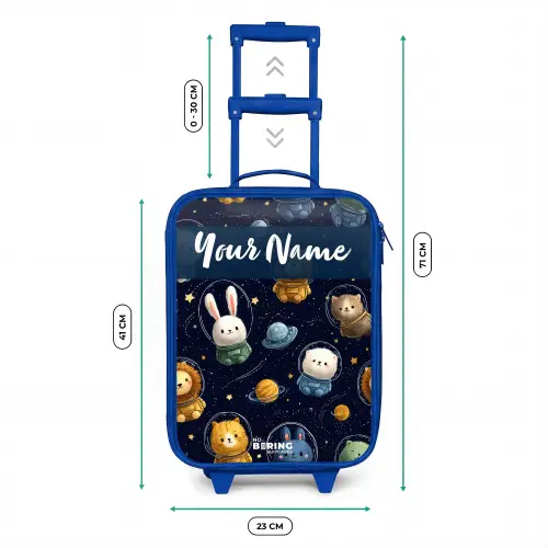 Dieren - Astronaut - Planeten - Sterren Kinderkoffer - Blauw klein -productfoto_formaten