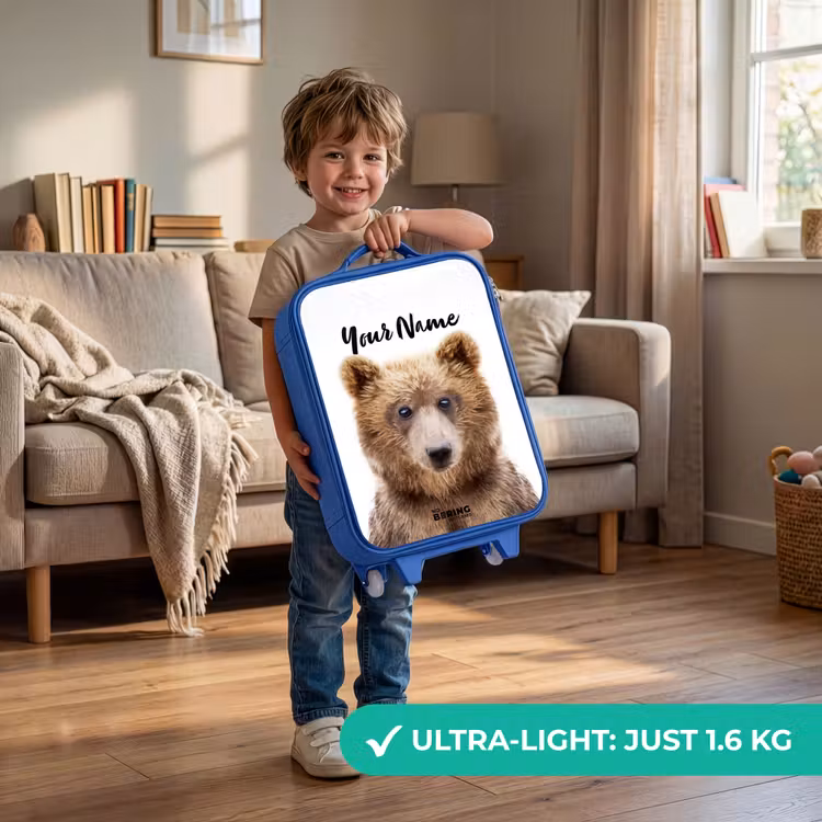Bennie Beer Kinderkoffer - Blauw klein -sfeer2_EN