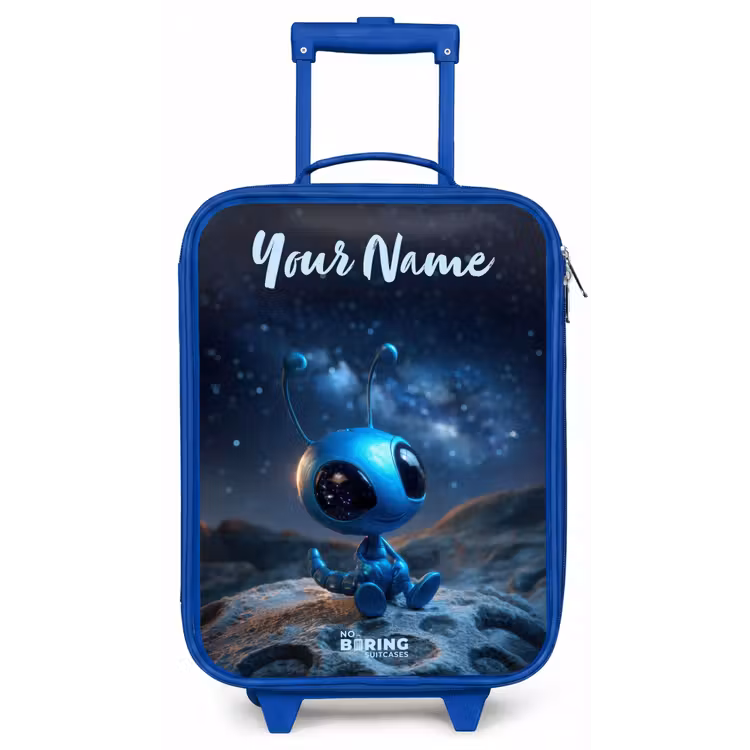 Blauw buitenaards wezentje onder sterrenhemel Kinderkoffer - Blauw klein -zz3dotto