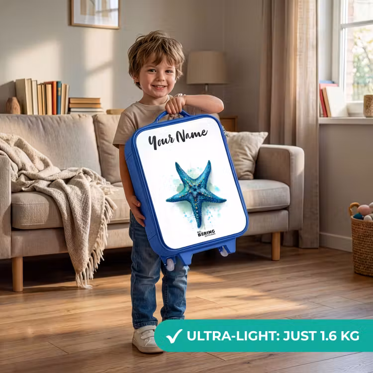 Blauwe Zeester op Witte Achtergrond Kinderkoffer - Blauw klein -sfeer2_EN