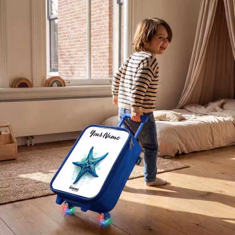 Blauwe Zeester op Witte Achtergrond Kinderkoffer - Blauw klein -sfeer1