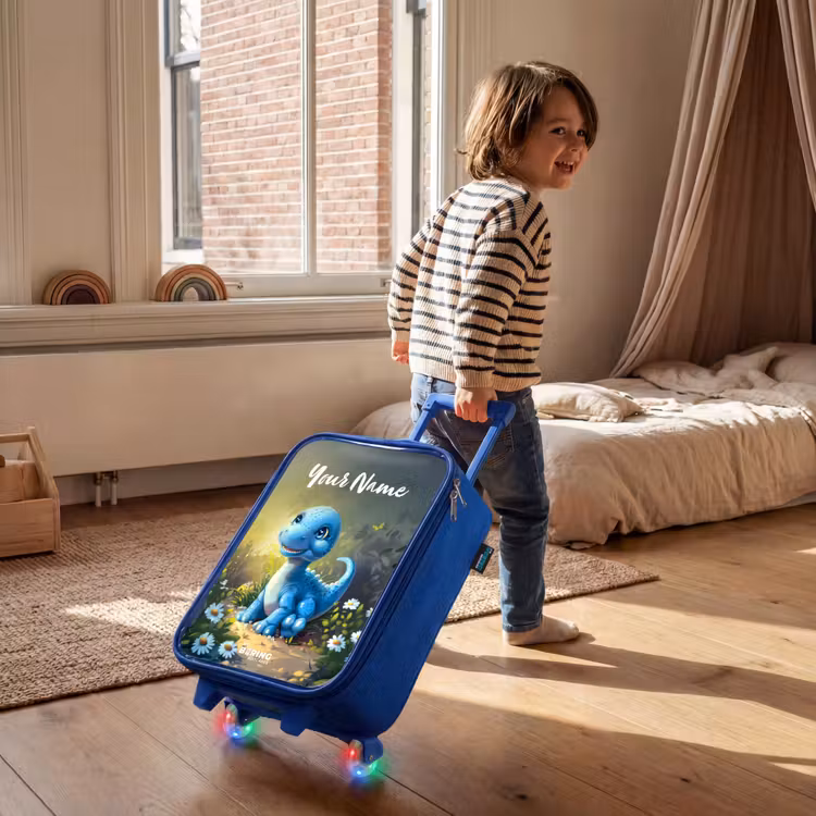 Branco Brontosaurus Kinderkoffer - Blauw klein -sfeer1