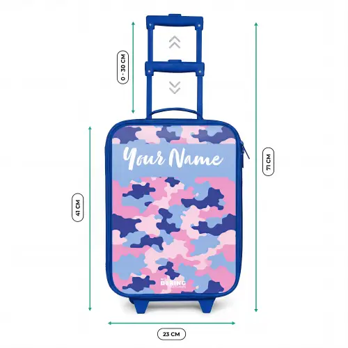 Camouflage - Roze - Blauw Kinderkoffer - Blauw klein -productfoto_formaten