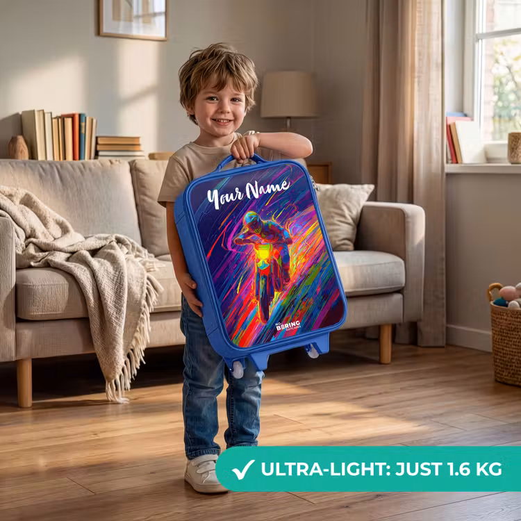 Crossmotor - Neonkleuren - Lijnen - Helm Kinderkoffer - Blauw klein -sfeer2_EN