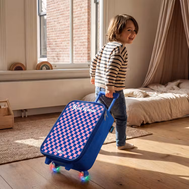 Blokjes - Blauw - Roze Kinderkoffer - Blauw klein -sfeer1