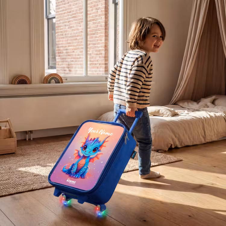 Schattige baby draak Kinderkoffer - Blauw klein -sfeer1