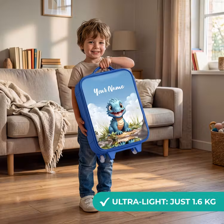 Darius Dino Kinderkoffer - Blauw klein -sfeer2_EN