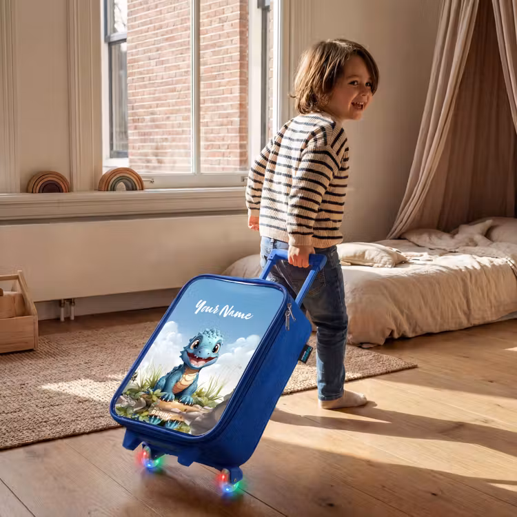 Darius Dino Kinderkoffer - Blauw klein -sfeer1