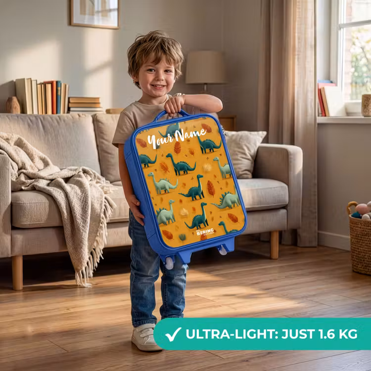 Dino - Dieren - Patroon Kinderkoffer - Blauw klein -sfeer2_EN