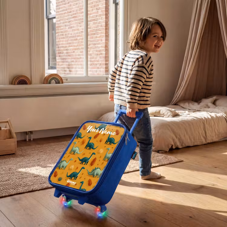 Dino - Dieren - Patroon Kinderkoffer - Blauw klein -sfeer1