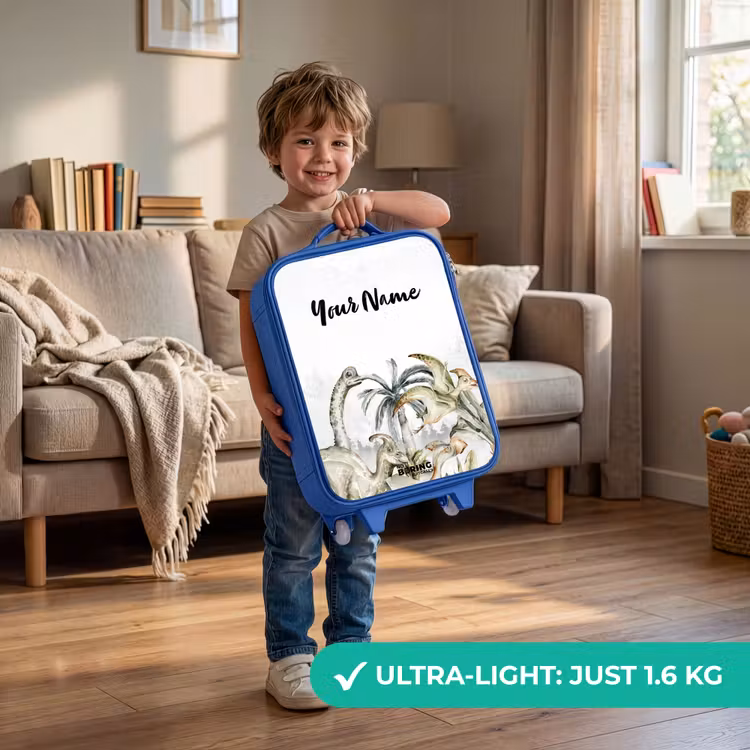 Dino Jungle Kinderkoffer - Blauw klein -sfeer2_EN