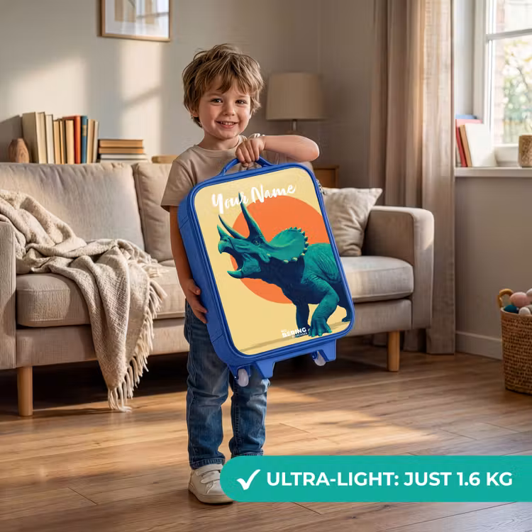 Dino - Triceratops - Dier Kinderkoffer - Blauw klein -sfeer2_EN