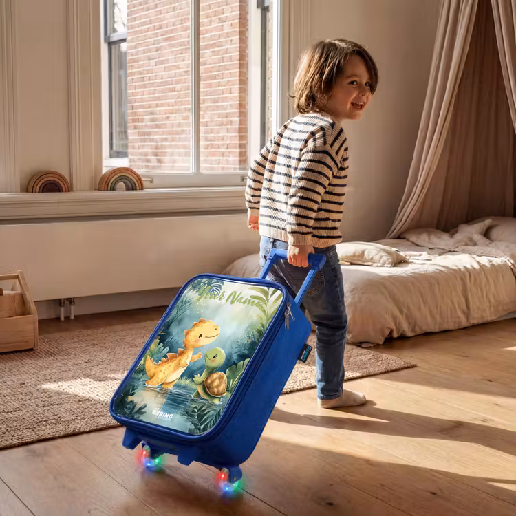 Dino - Schildpad - Jungle Kinderkoffer - Blauw klein -sfeer1