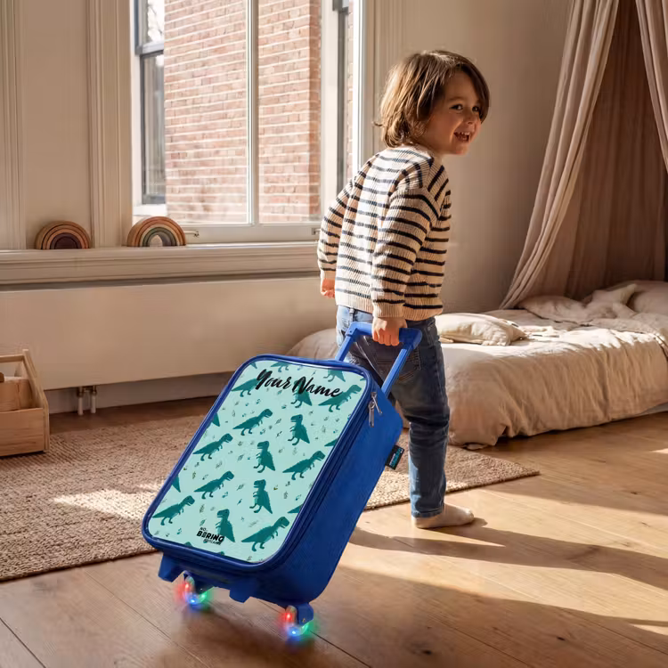 Dinos - Patroon - Groen Kinderkoffer - Blauw klein -sfeer1