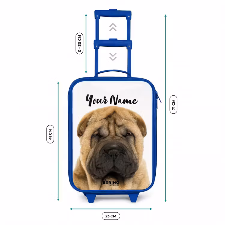 Hondje met Boos Hoofd Kinderkoffer - Blauw klein -productfoto_formaten
