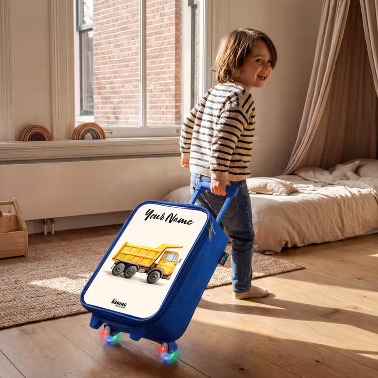 Kiepwagen - Getekend - Geel Kinderkoffer - Blauw klein -sfeer1