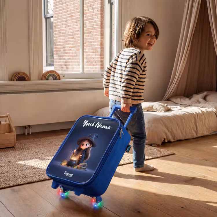 Betoverend meisje met ketel Kinderkoffer - Blauw klein -sfeer1
