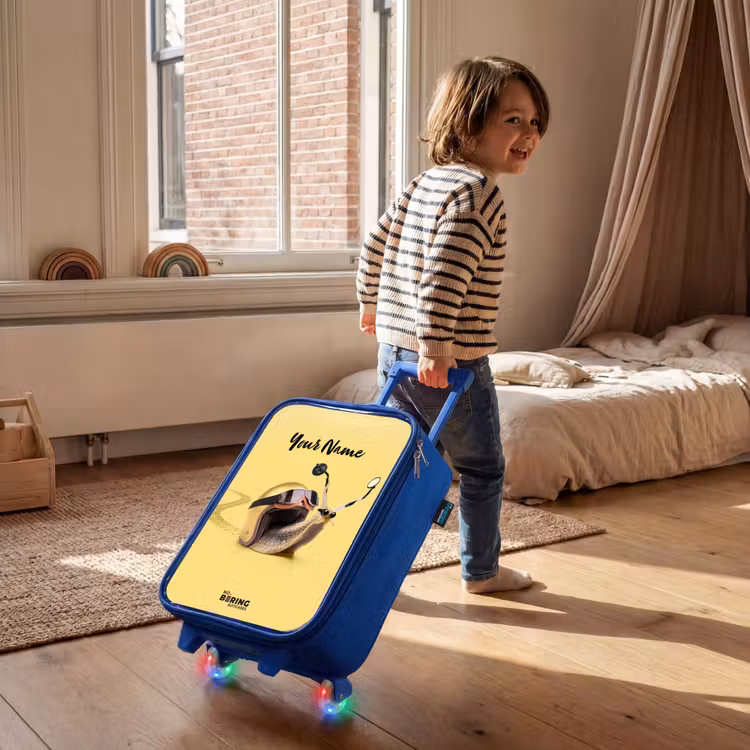 Escar-Go - Geel Kinderkoffer - Blauw klein -sfeer1