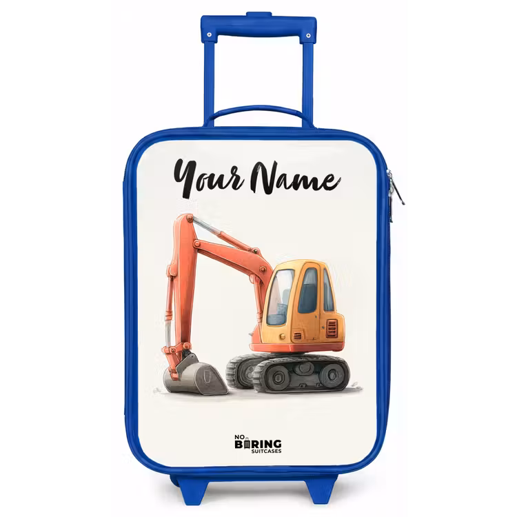 Graafmachine - Getekend - Oranje Kinderkoffer - Blauw klein -zz3dotto