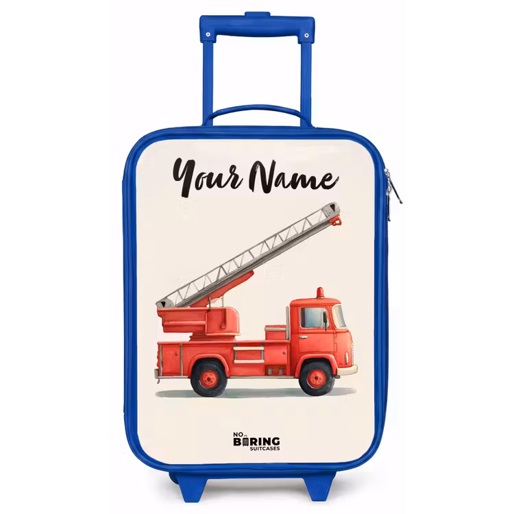 Brandweerwagen - Getekend - Rood Kinderkoffer - Blauw klein -zz3dotto